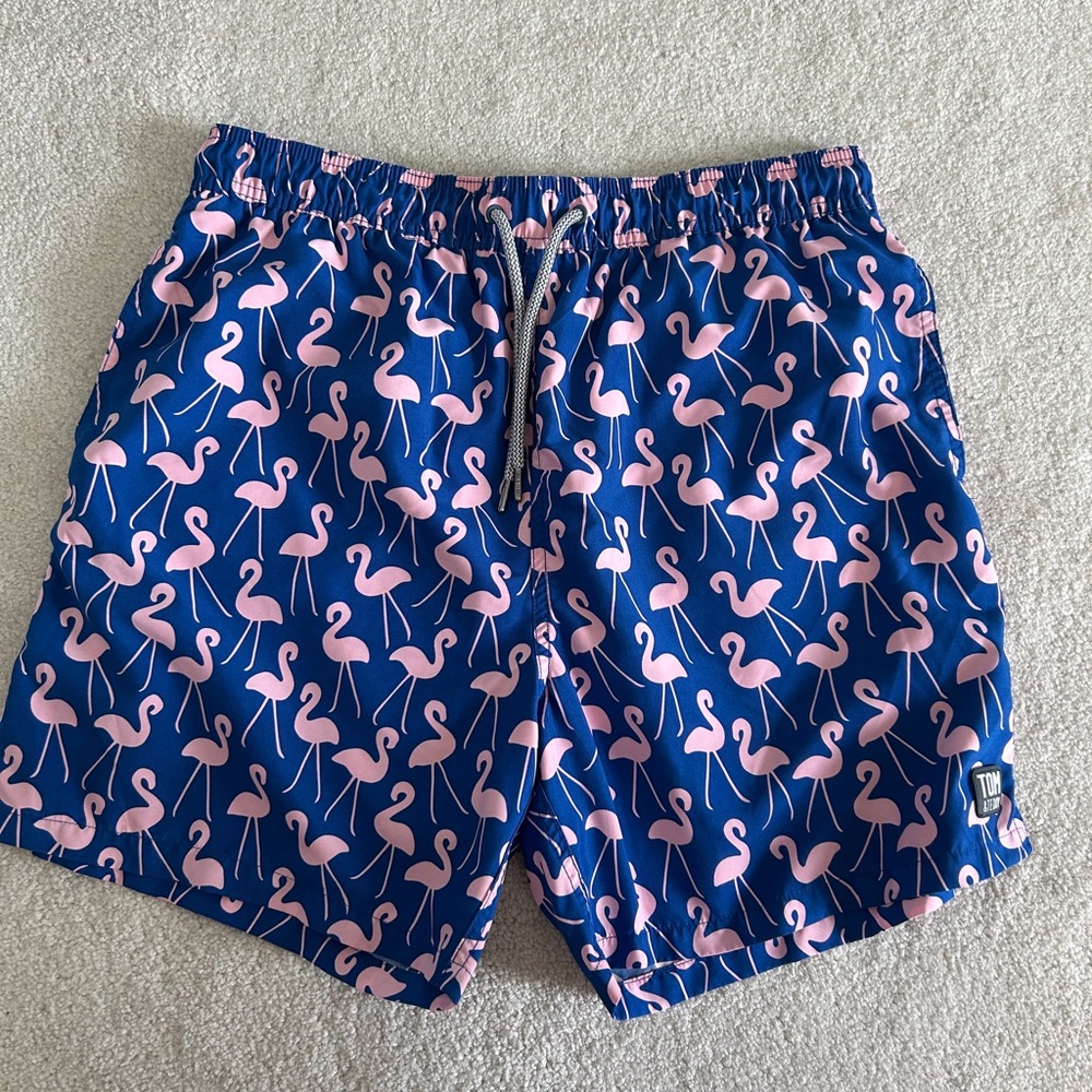 Tom & Teddy Blue and Pink Flamingo Swim Trunks